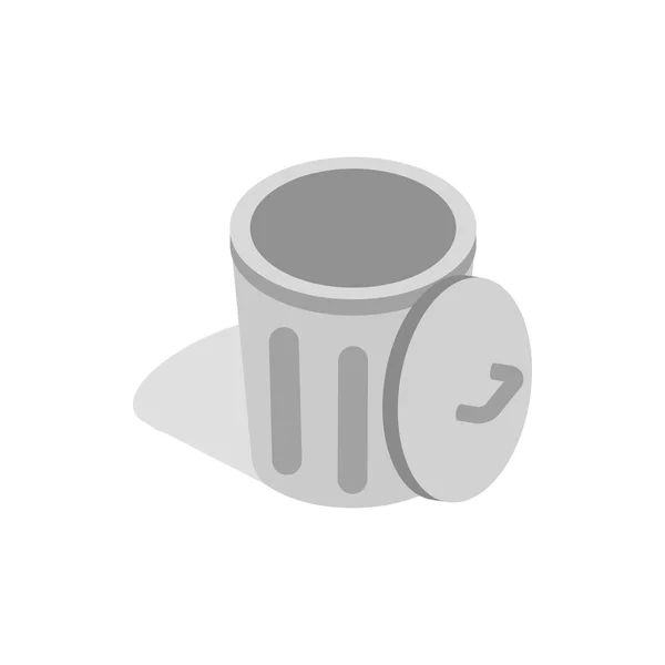 Lata de lixo cinza com ícone de tampa aberta — Vetor de Stock