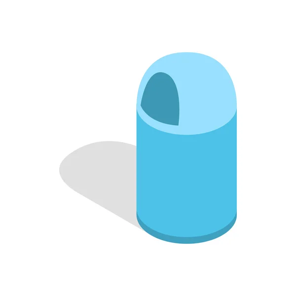 Lata de lixo azul com ícone de tampa, estilo 3D isométrico —  Vetores de Stock