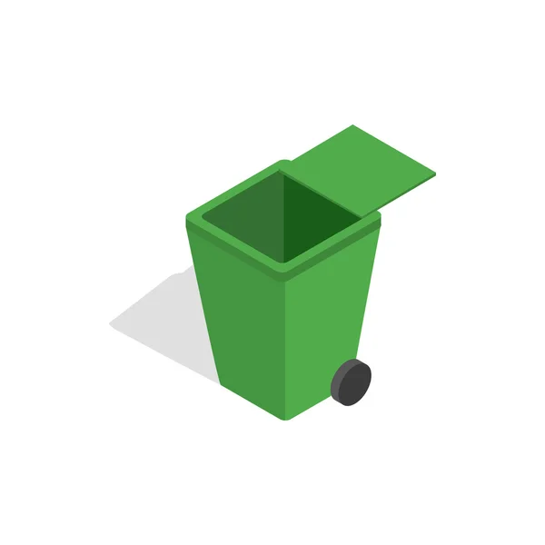 Open green garbage container icon — Stock Vector