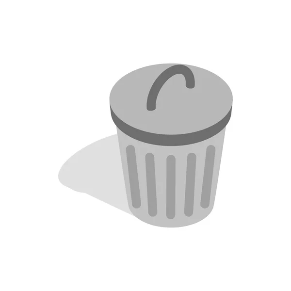 Icono de bote de basura gris en estilo isométrico 3d — Vector de stock