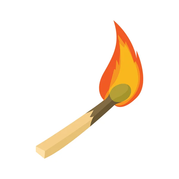 Brinnande match ikon, tecknad stil — Stock vektor