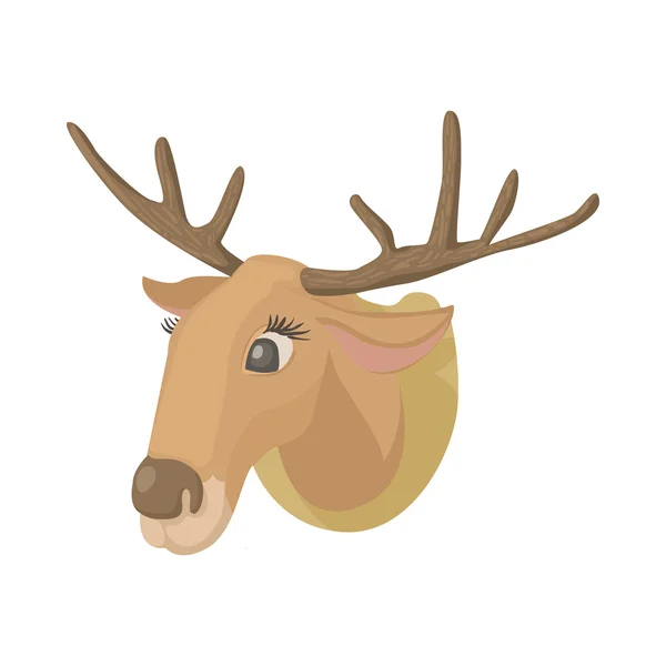 Icona testa di cervo, stile cartone animato — Vettoriale Stock