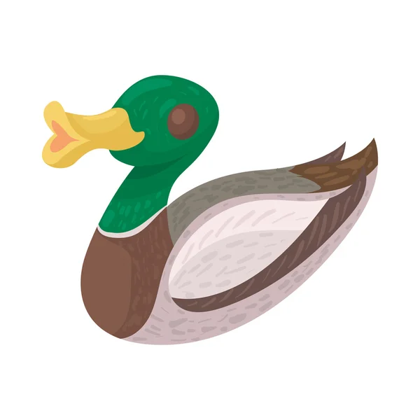 Ícone de pato selvagem, estilo cartoon — Vetor de Stock