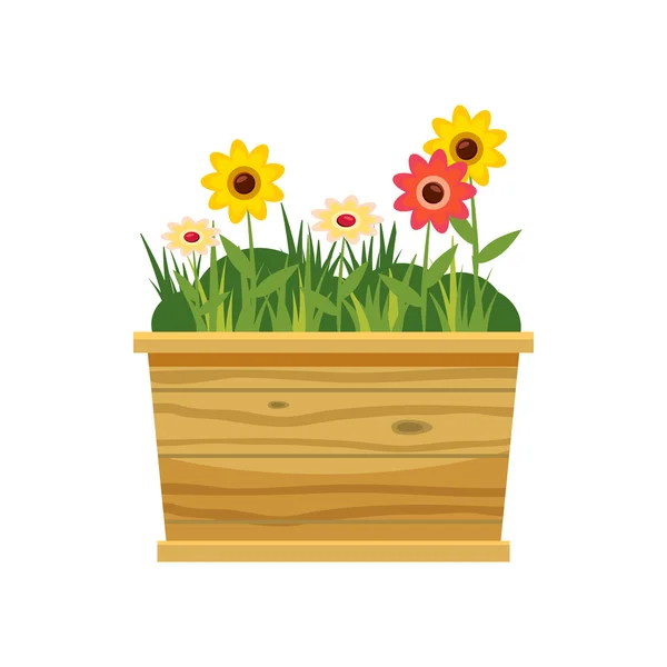 Flower bed icon, cartoon style — Stock Vector