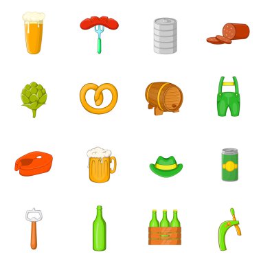 Octoberfest Icons set, karikatür tarzı