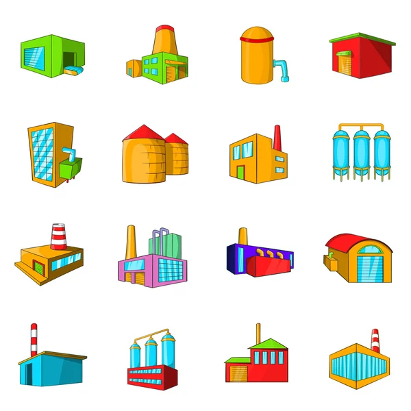 Set di icone di fabbriche e impianti industriali per l'edilizia — Vettoriale Stock