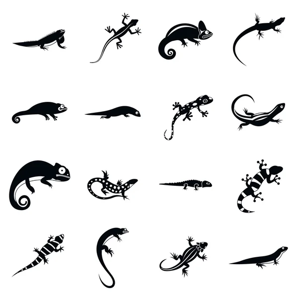 Lizard icons set, simple style — Stock Vector