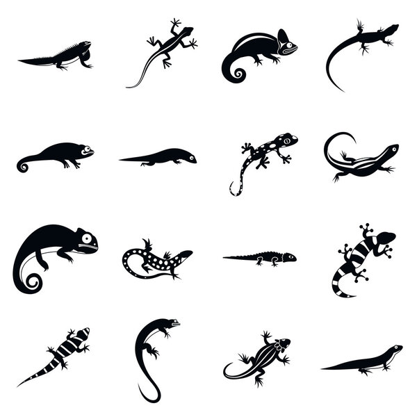 Lizard icons set, simple style