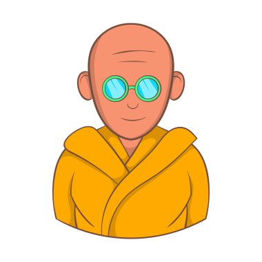 Güneş gözlüğü simgesi, karikatür tarzı Hintli keşiş