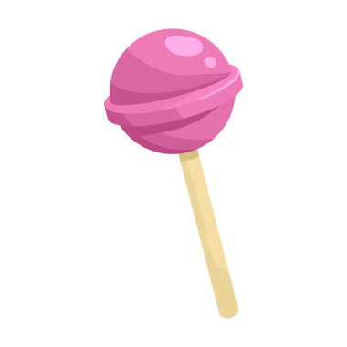 Karikatür tarzı simgesinde yuvarlak pembe lolipop