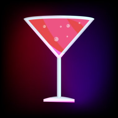 Kırmızı kokteyl simge karikatür tarzı ile martini cam