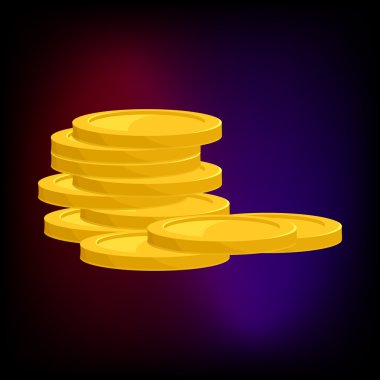 Altın sikke simge, karikatür tarzı yığını