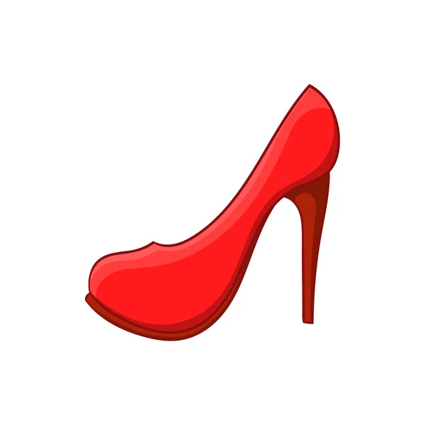 Red high heel shoe icon, cartoon style — Stock Vector