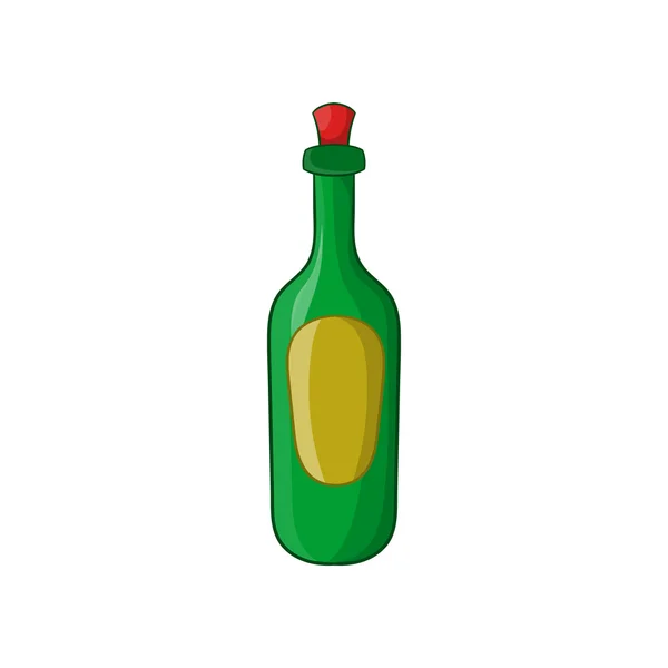 Green bottle of wine icon, cartoon style — Stock Vector