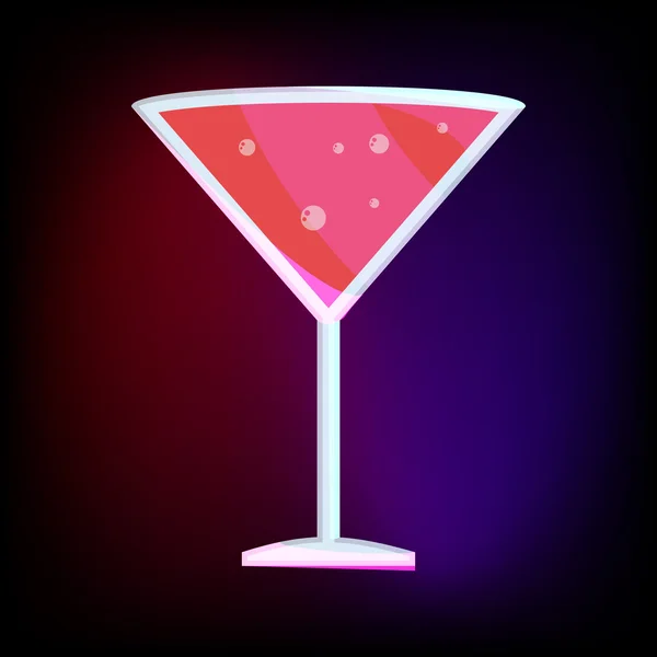 Martiniglas met rode cocktail pictogramstijl cartoon — Stockvector