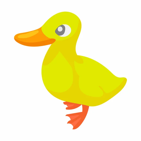 Ícone de pato amarelo bonito pequeno, estilo cartoon — Vetor de Stock