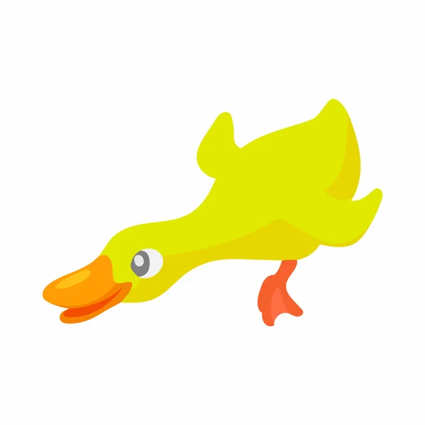 Icône de canard jaune, style dessin animé — Image vectorielle