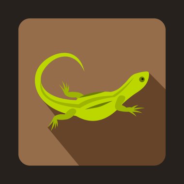 Yeşil kertenkele simgesi, düz stil