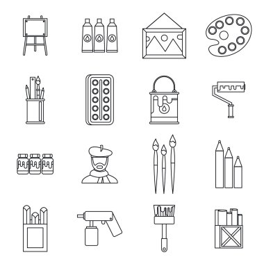 Icons set resim, anahat stili