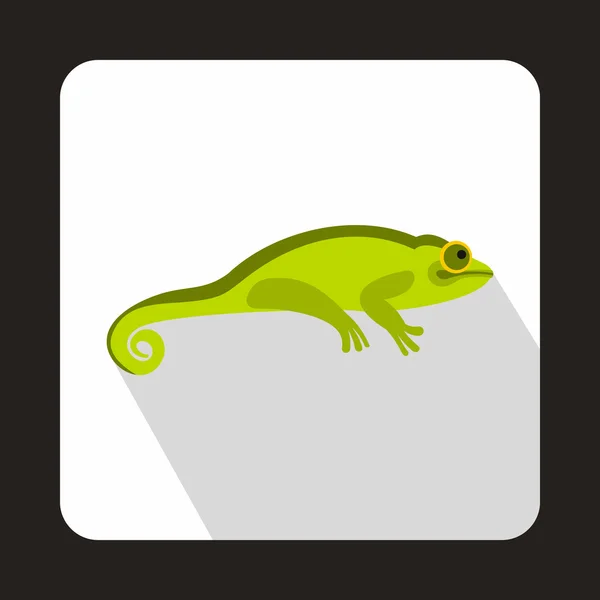 Ikona zeleného chameleona, ploché styl — Stockový vektor