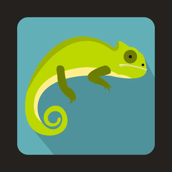 Icono de iguana verde, estilo plano — Vector de stock