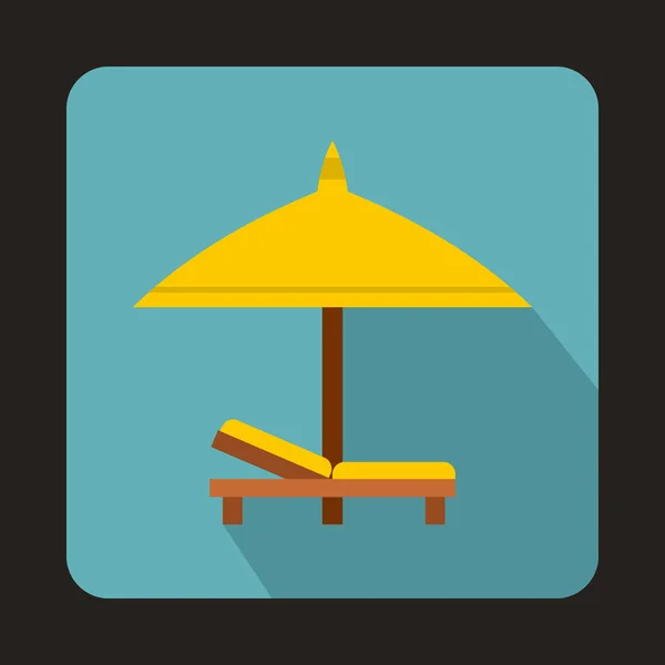 Icône banc et parapluie, style plat — Image vectorielle