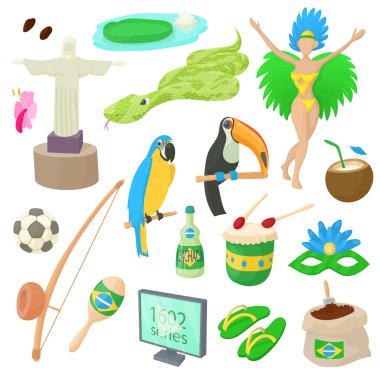 Brezilya Icons set, karikatür tarzı