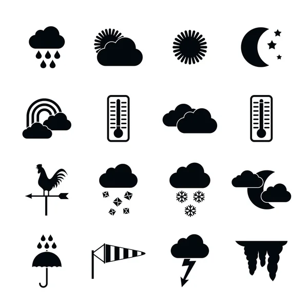 Wetter-Symbole gesetzt, einfacher Stil — Stockvektor