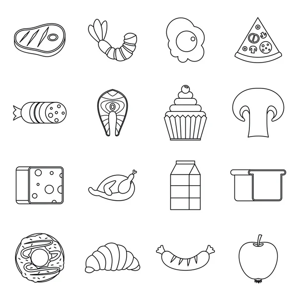 Food icons set, outline style — Stock Vector