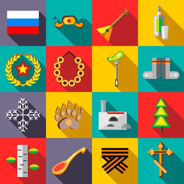 Conjunto de iconos de Rusia, estilo plano — Vector de stock