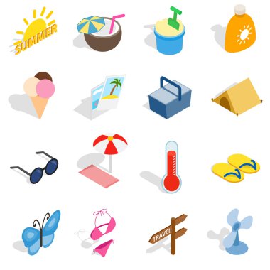 Yaz Icons set, izometrik 3d stili