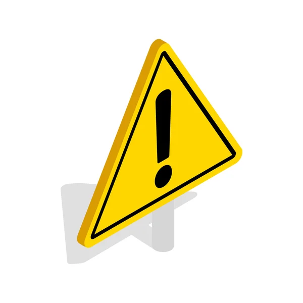 Tehlike uyarı işareti simgesi, izometrik 3d stili — Stok Vektör