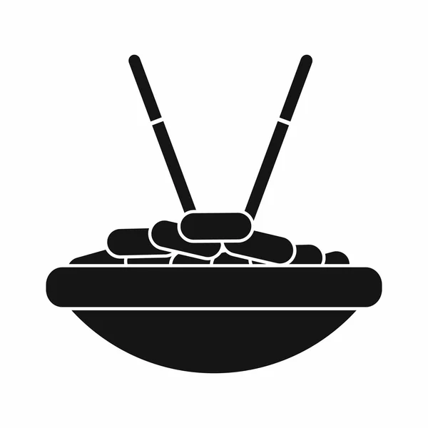 Schüssel Reis mit Stäbchen Symbol, einfachen Stil — Stockvektor