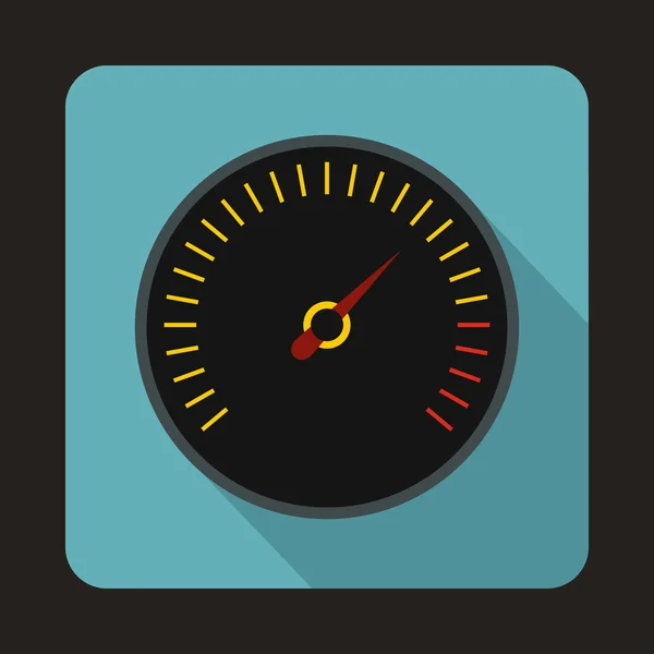 Fekete háttér ikonnal, lapos stílusú sebességmérő — Stock Vector