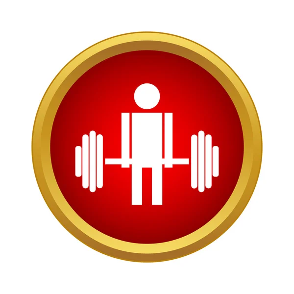 Man with barbell icon in simple style — Stock Vector