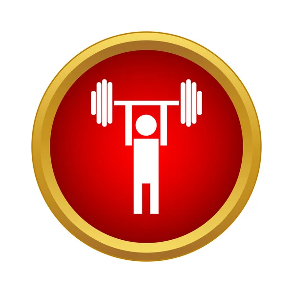 Man lifting a barbell icon in simple style — Stock Vector