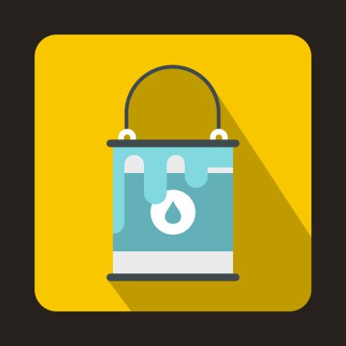 Mavi boya simgesi, düz stil kova