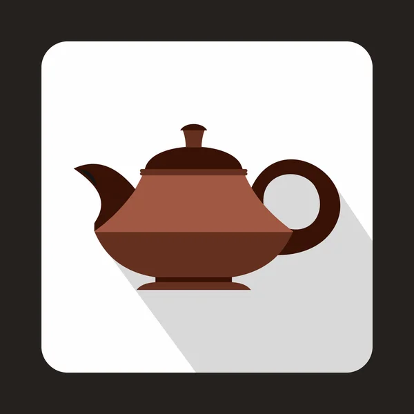 Brown teapot icon in flat style — Stock Vector