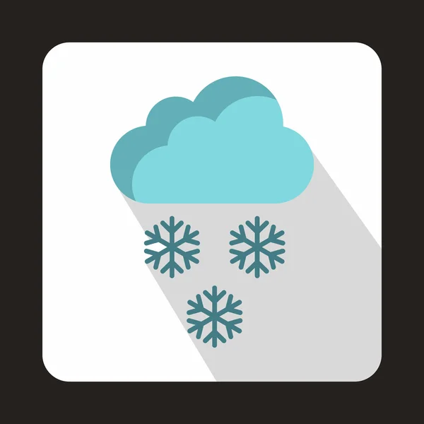 Nube y copos de nieve icono, estilo plano — Vector de stock