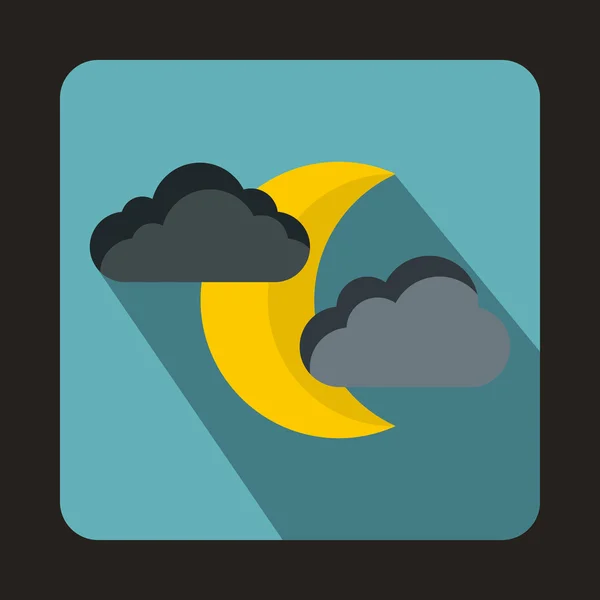 月亮和云彩图标，平面样式 — 图库矢量图片