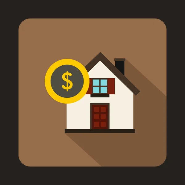 Pictogram van het huis en dollarteken in vlakke stijl — Stockvector