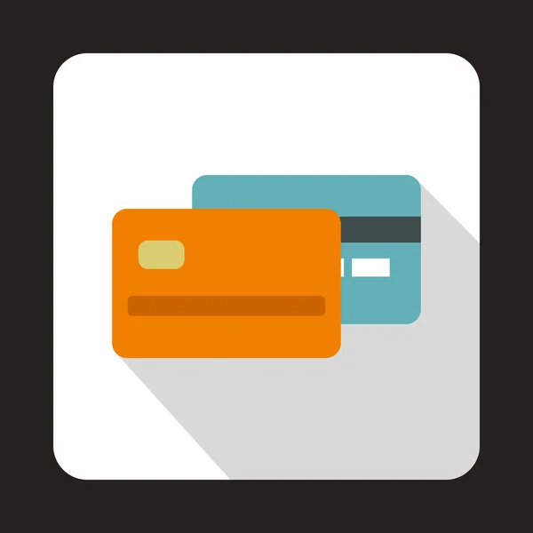 Orange and blue credit card icon, flat style — Stock Vector