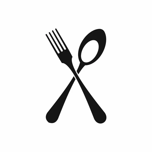 汤匙和叉子图标，简单的样式 — 图库矢量图片