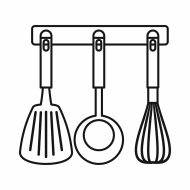 Spatula, pota ve çırpma teli, mutfak araçlar simgesi