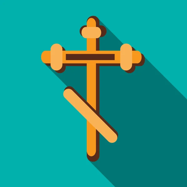 Icono de cruz ortodoxa en estilo plano — Vector de stock