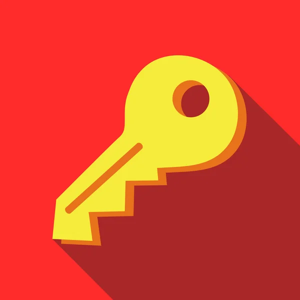Gele sleutel-pictogram in de vlakke stijl — Stockvector