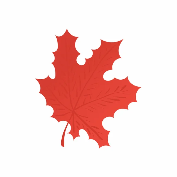 Červený javorový list ikona, kreslený styl — Stockový vektor