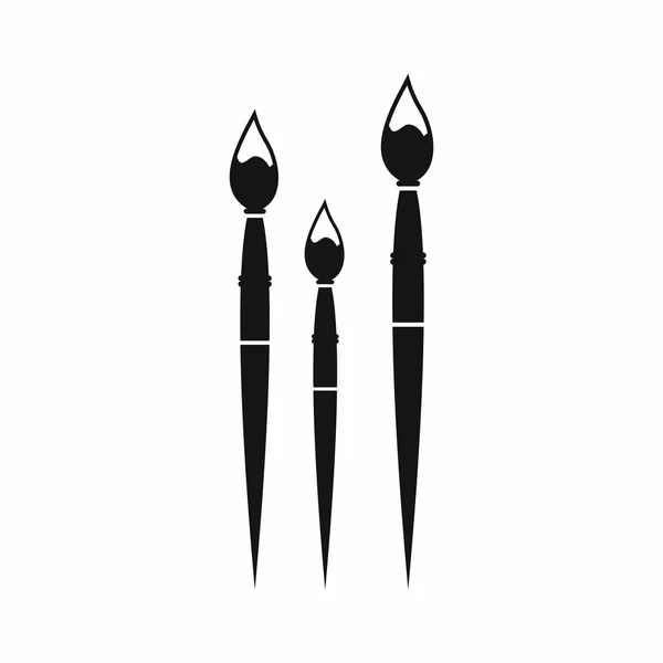 Drie penselen voor het schilderen pictogram, eenvoudige stijl — Stockvector