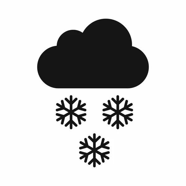 雲と雪の結晶のアイコン、シンプルなスタイル — ストックベクタ