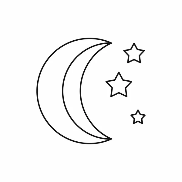 Moon and stars icon, outline style — Stock Vector